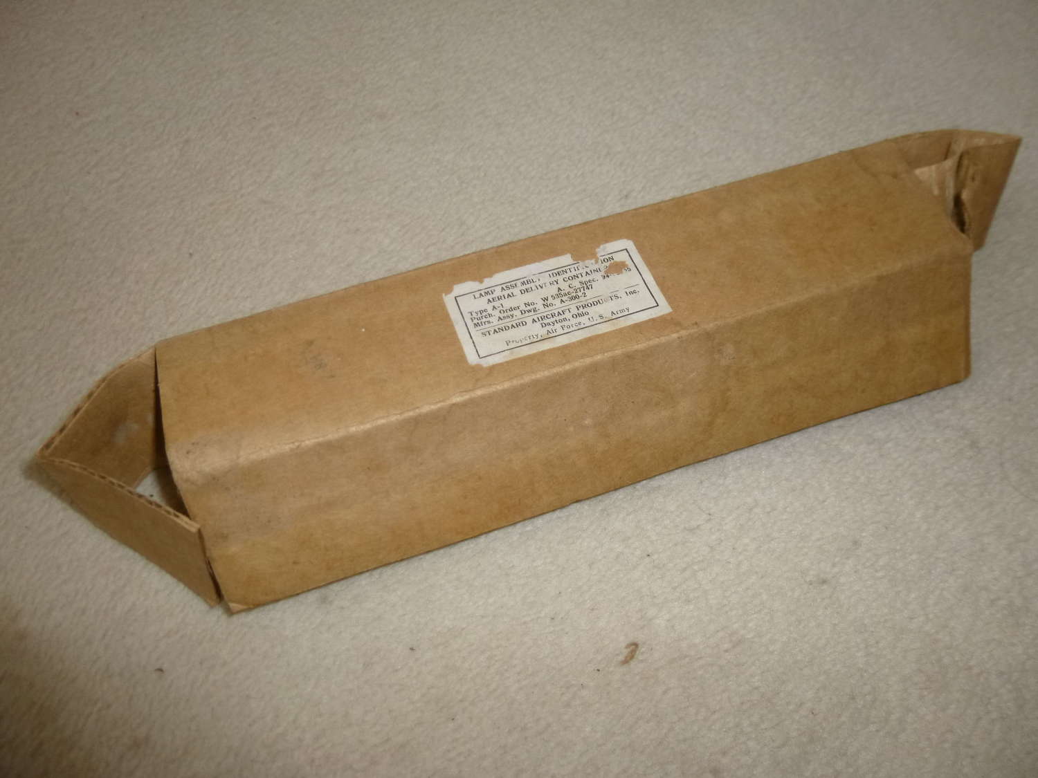 US Army empty cardboard for drop container light