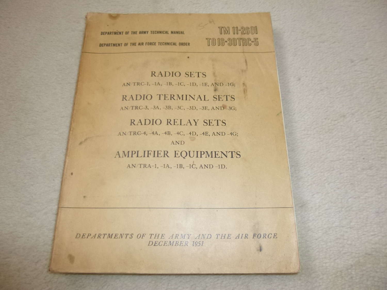 US Army TM11-2601 AN/TRC-1-3-4 Manual