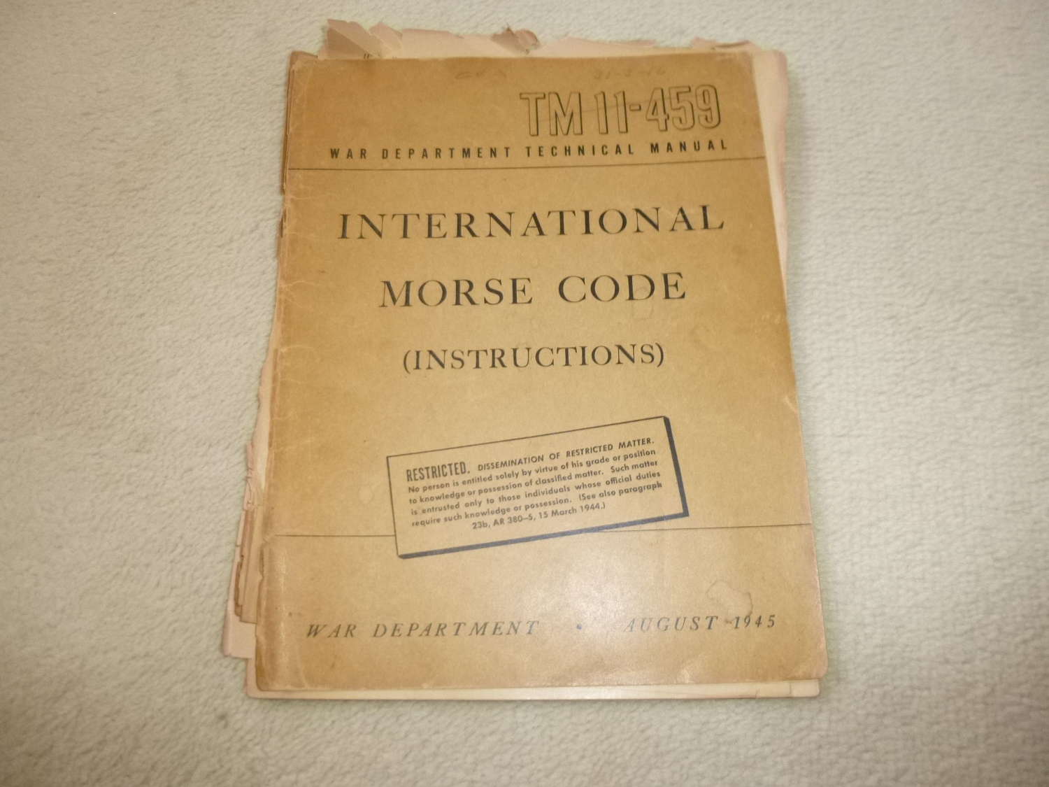 US Army TM11-459 Morse Code training manual