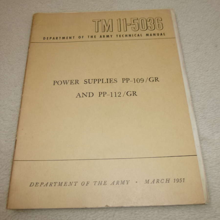 US Army TM11-5036 PP-109-112/GR power supply manual