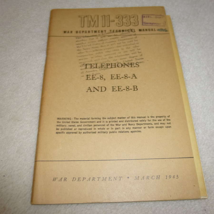 US Army TM11-333 Telephones EE-8 Manual