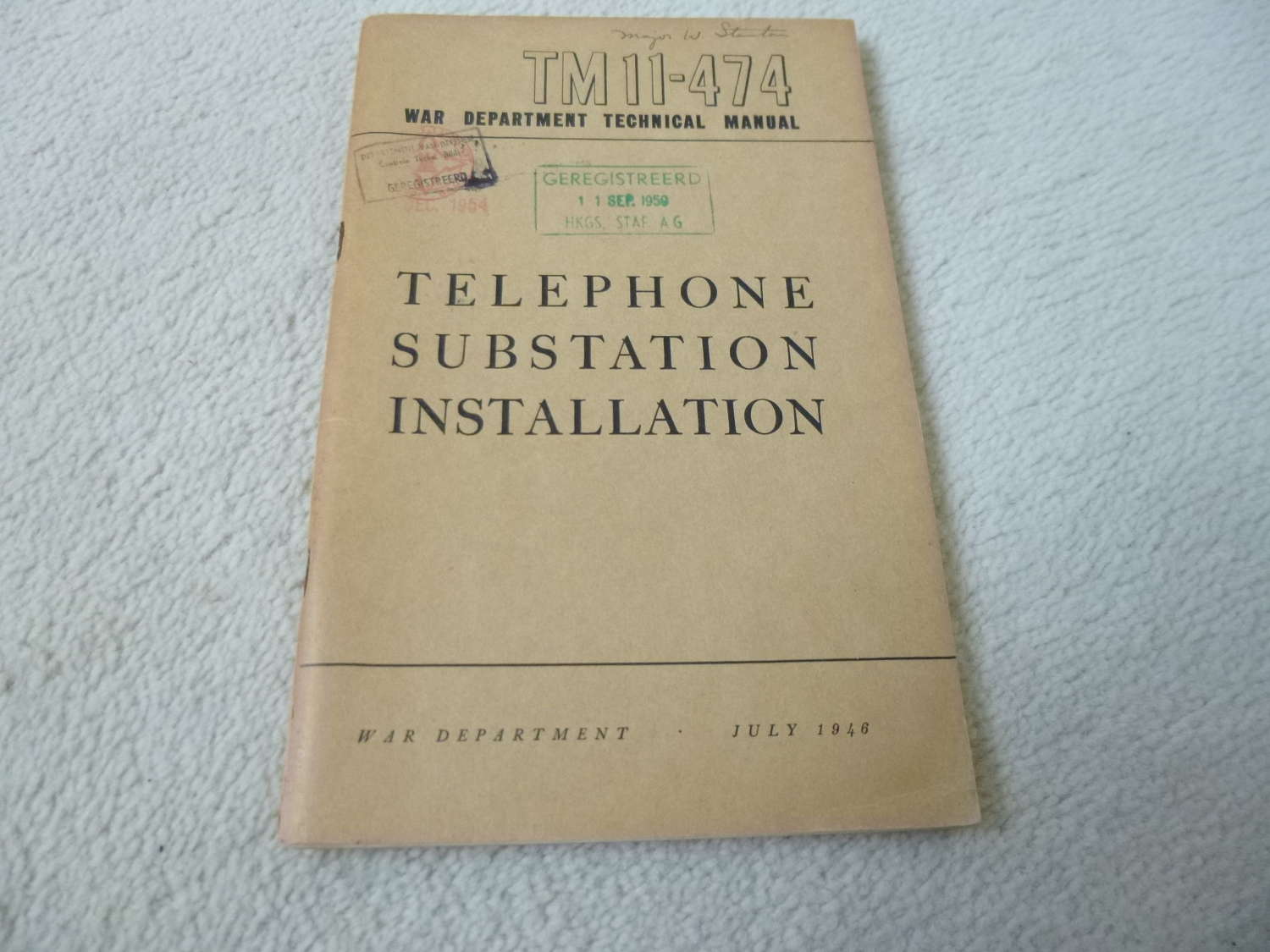 US Army TM11-474 Telephone Substation Installation Manual