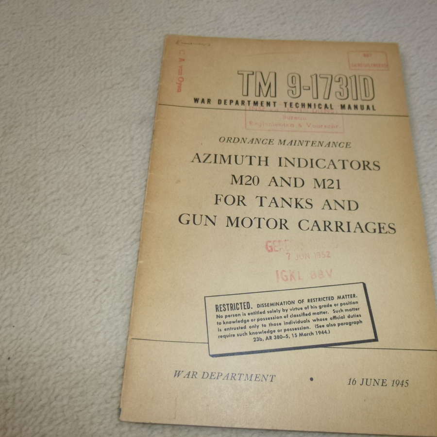 US Army TM9-1731D Azimuth Indicators M20-21 Manual