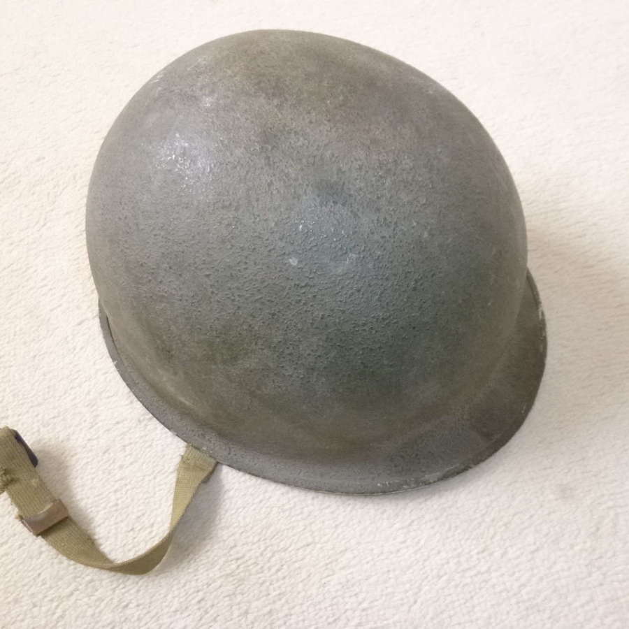Early US M1 fixed bale helment with fibre Hawley liner